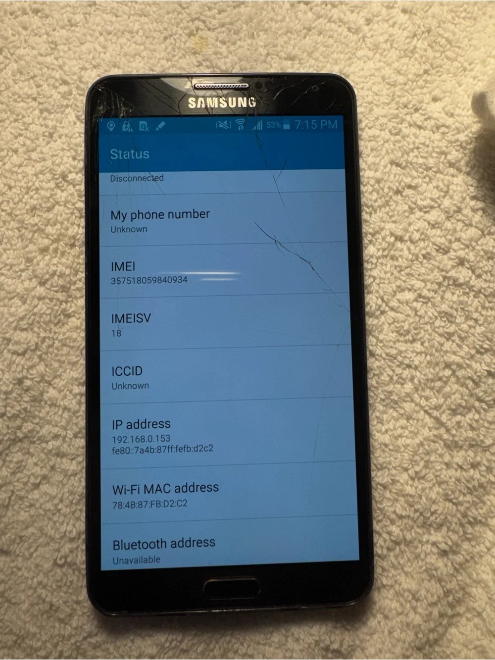 Samsung Galaxy Note 3 32GB - T-Mobile Cracked Screen